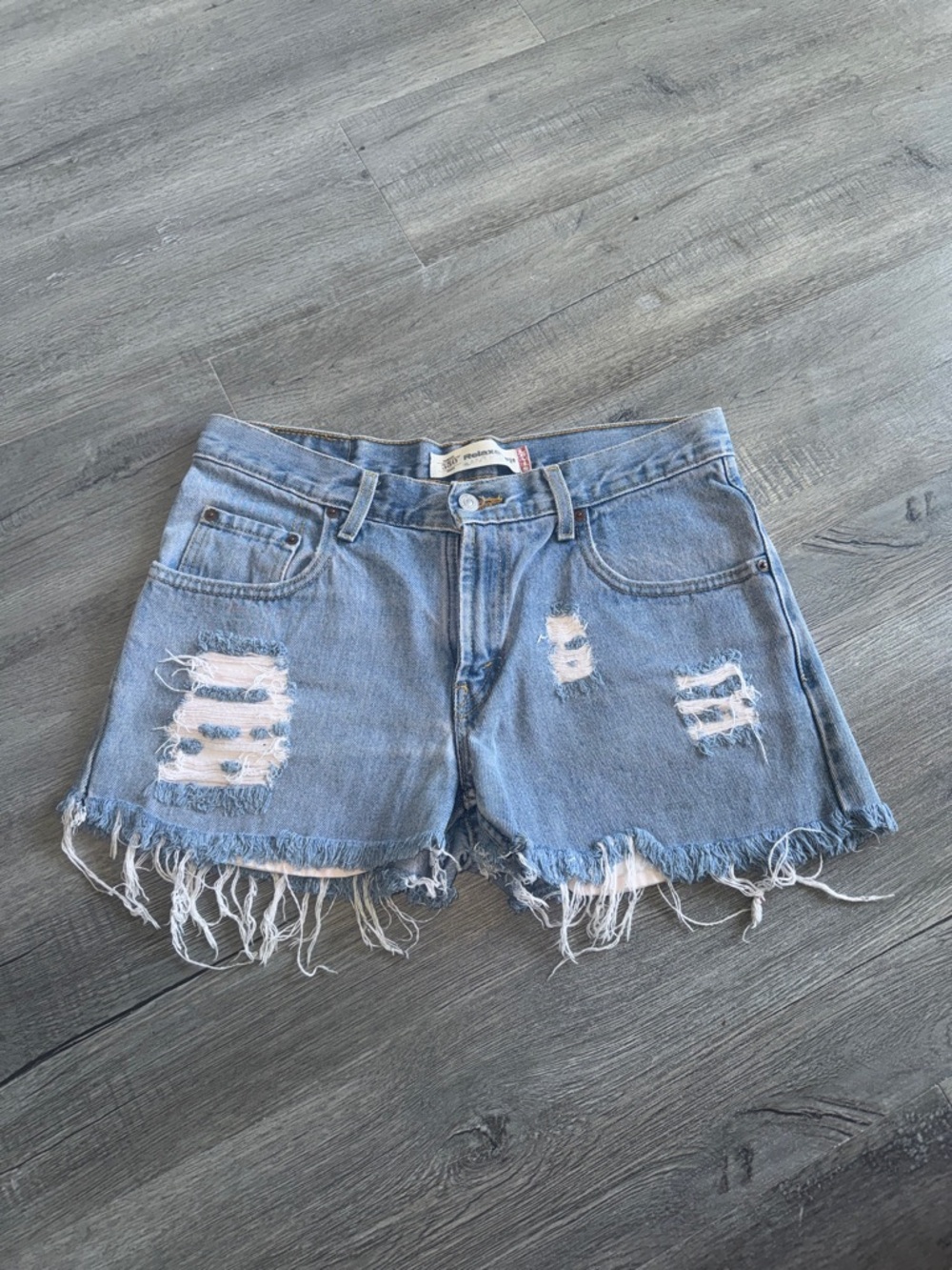 Levi’s Light Blue Distressed Denim Shorts - Unbranded